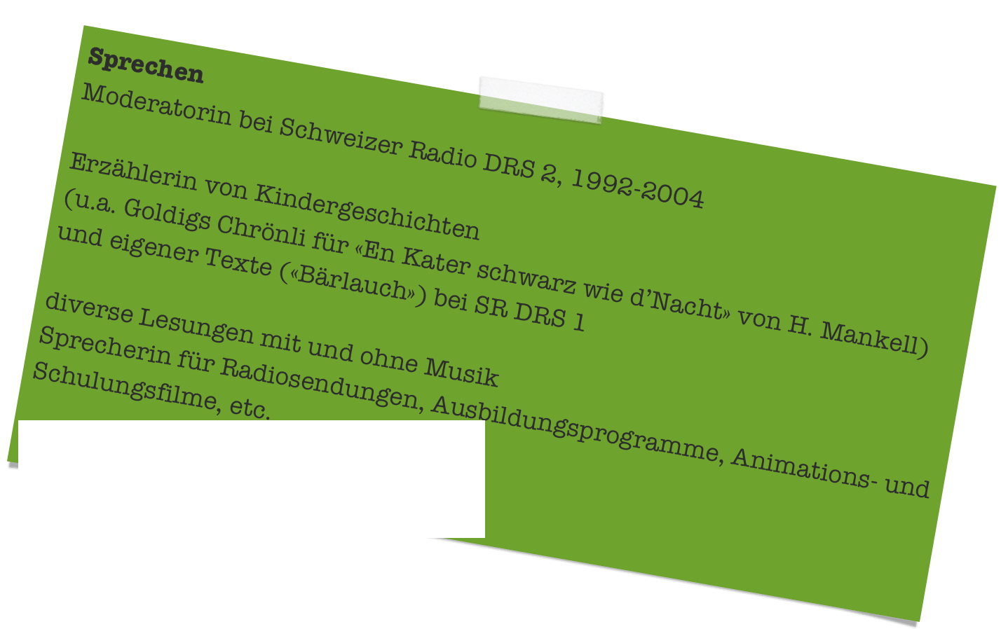 Ausschnitt aus «E Kater schwarz wie d' Nacht»